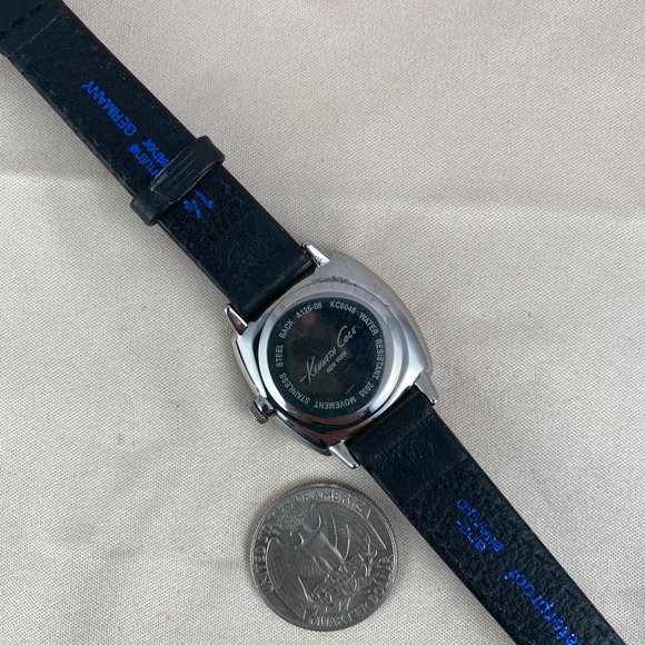 Kenneth Cole Silver Tone Black Leather Band - Picture 7 of 7